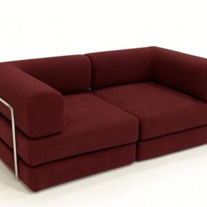 Corduroy & Flannel Sofa Maroon Red